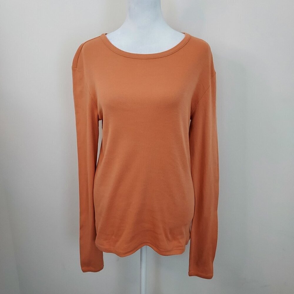 Jarbo 100% Pima Cotton Long Sleeve Orange Thermal Tee Size 8